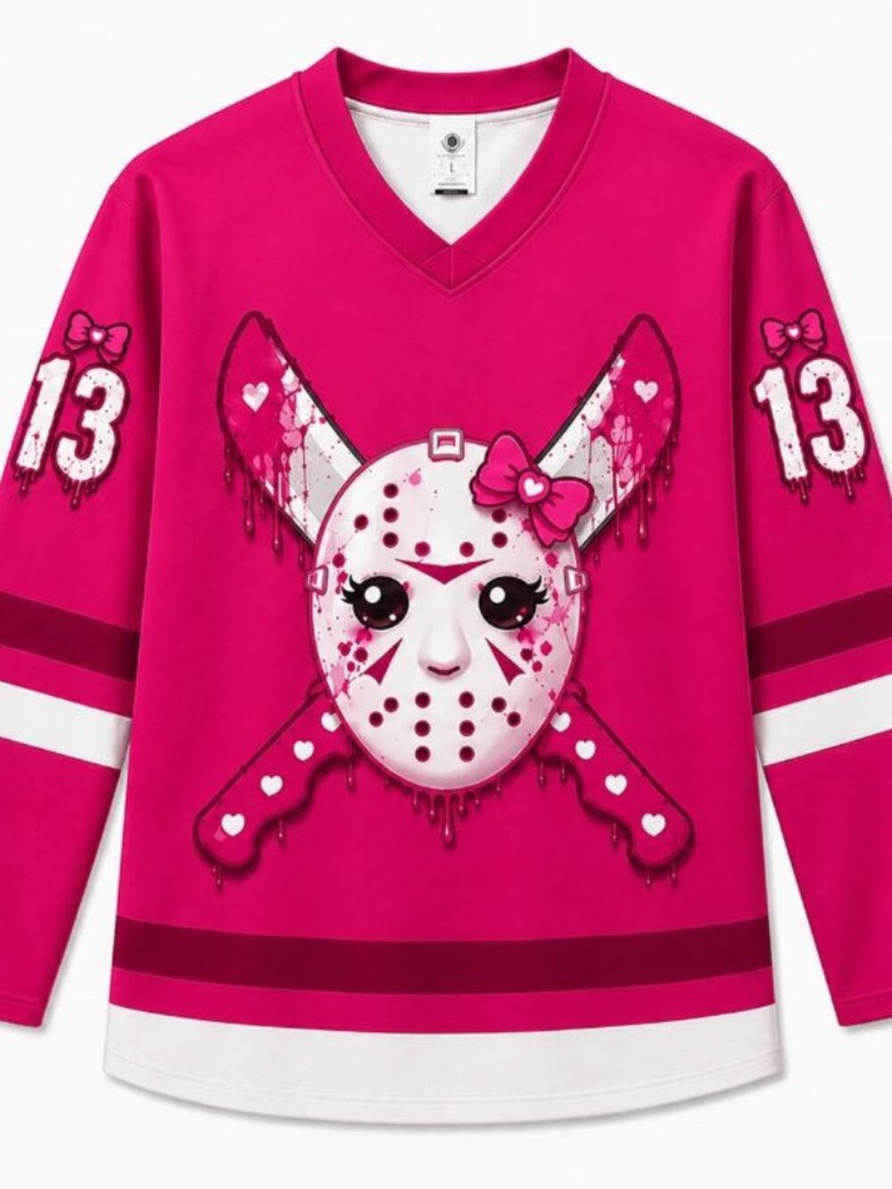 Kawaii Jason Voorhees #13 Pink Horror Hockey Jersey Halloween